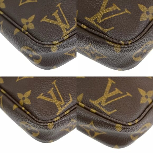 LOUIS VUITTON Pochette Accessoires Hand Bag Monogram Leather - Picture 9 of 16